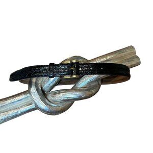 DKNY Black Genuine Caiman Crocodile Belt Made in Italy Size Small